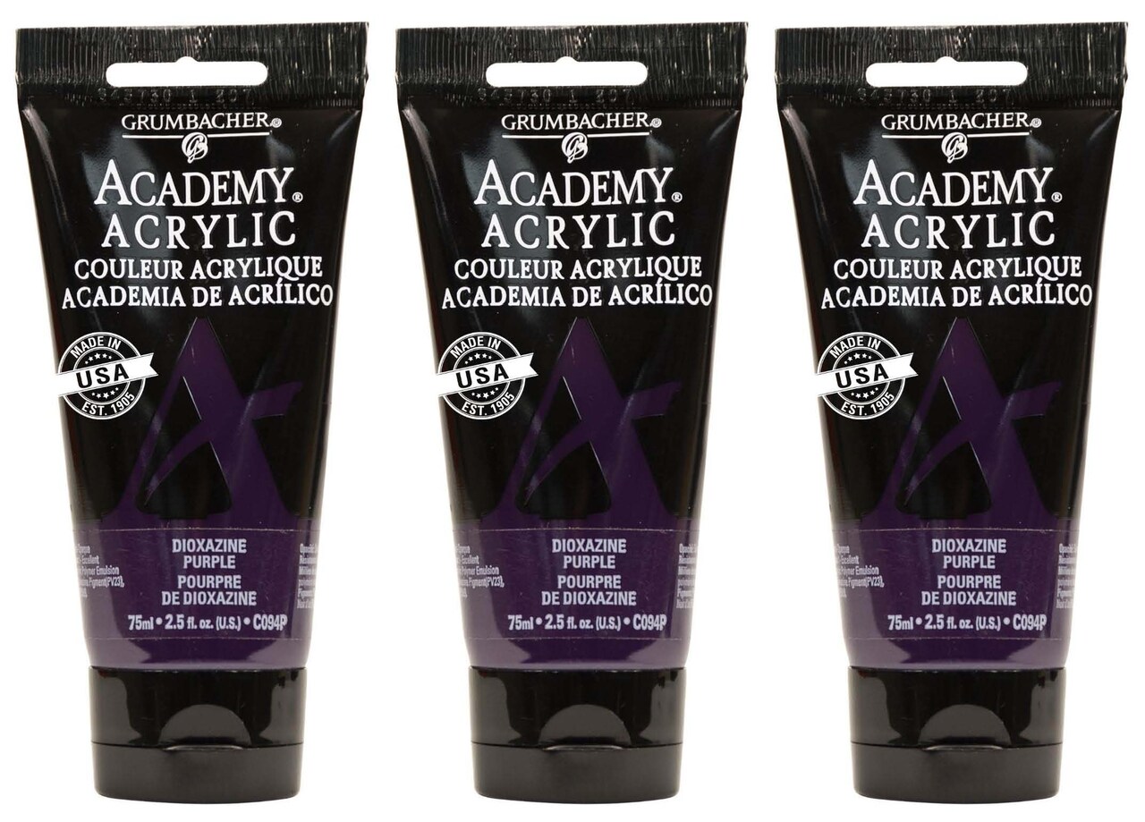 Grumbacher Academy® Acrylic Box of 3 - Violet Color Family, 75ml